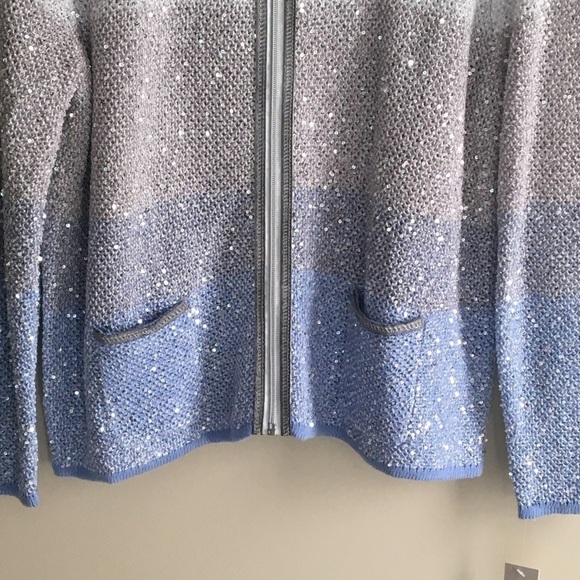 Laura Ashley Ombre Sequin Cardigan Sweater - Picture 4 of 14